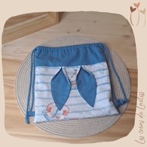 Sac pochon à oreilles de lapin "Marinière"