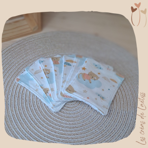 Lingettes lavables - Semainier - "Animaux endormis"