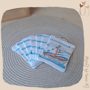 Lingettes lavables - Semainier - "Marinière"