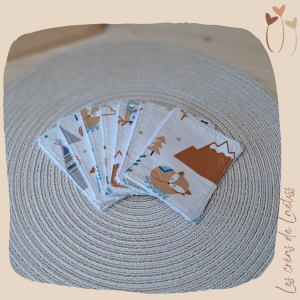 Lingettes lavables - Semainier - "Montagnes"