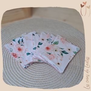 Lingettes lavables - Semainier - "Roses"