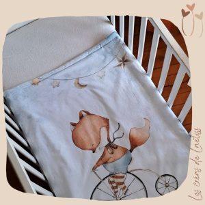 EN STOCK - Couverture personnalisable "Renard au vélo"