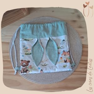 Sac pochon à oreilles de lapin "Animaux des bois"