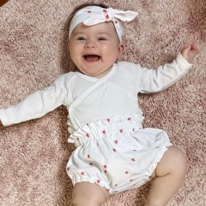 EN STOCK - Bloomer Julia - 3 mois - Double Gaze cœurs brodés