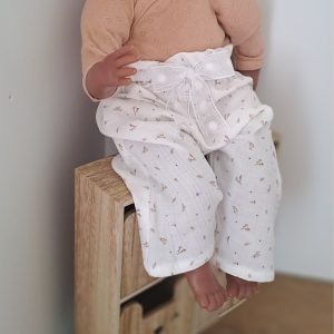 En stock - Sarouel Mia - 3 mois - Double gaze brindille Caramel