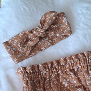EN STOCK - Bandeau à nouer - 0-6 mois - Double gaze nature caramel