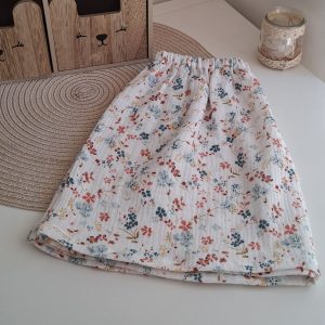 En stock - Jupe Luna - 4 ans - Double gaze Blue flower