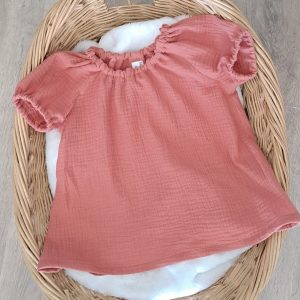 En stock - Blouse Mila - 4 ans - Double gaze unie Marsala