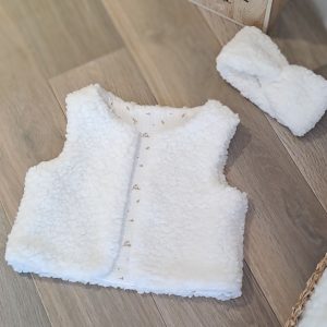 EN STOCK - Gilet de berger réversible - 6 mois - Doublure brindille caramel