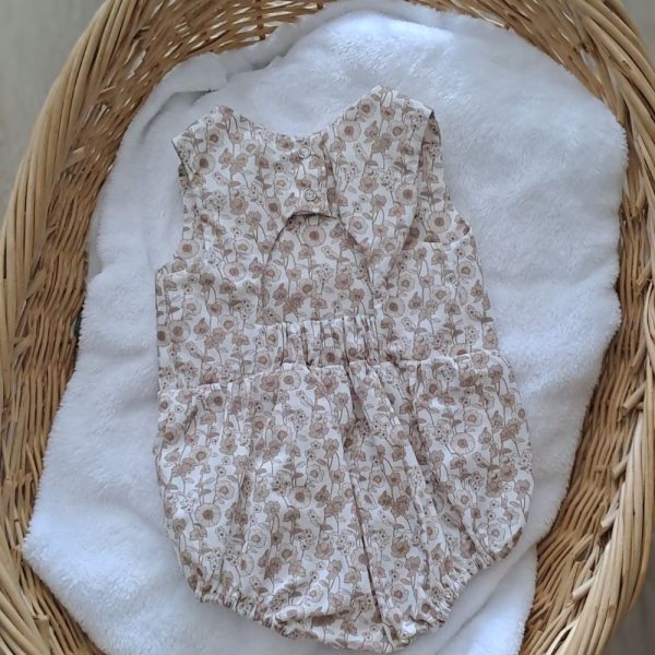 Barboteuse bebe fille sans manche dos nu en coton - 6 mois