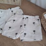 short double gaze écrue palmiers brodés - 6 mois et 3 ans