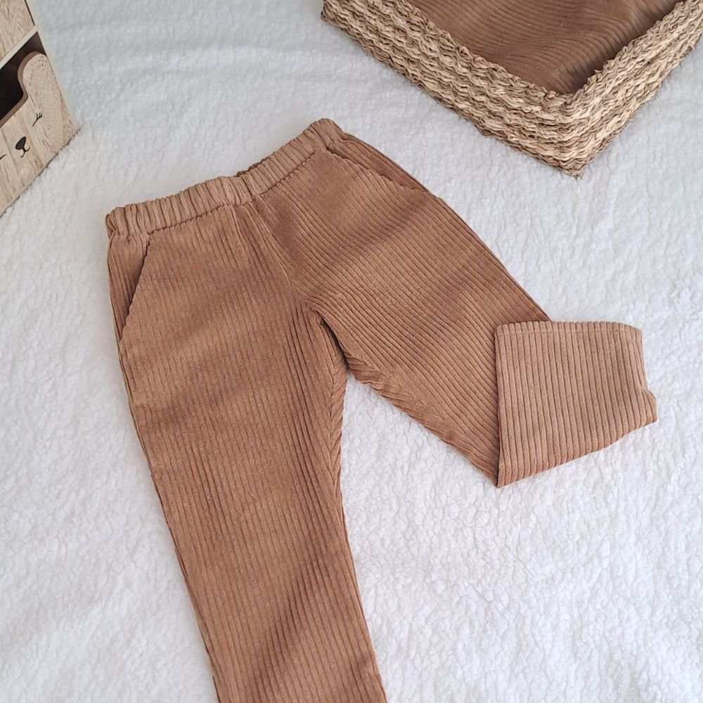 pantalon bebe garcon, pantalon velours grosses côtes camel avec poches du 3 mois au 6 ans