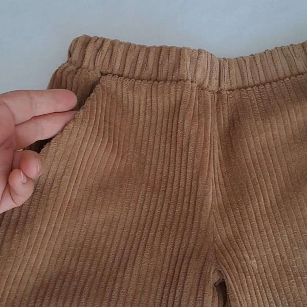 pantalon bebe garcon, pantalon velours grosses côtes camel avec poches