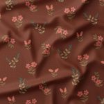 Velours milleraie fleuri sur fond marron