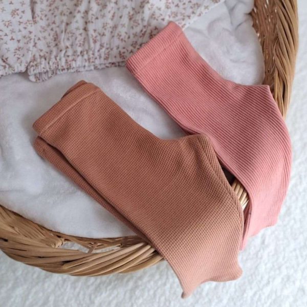 legging bebe garcon en jersey nid d'abeille cassonnade - 9 mois + legging bebe fille en jersey côtelé vieux rose 3 mois