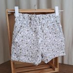 Short bebe fille ceinture froncée avec poches italiennes en double gaze du 3 mois au 6 ans