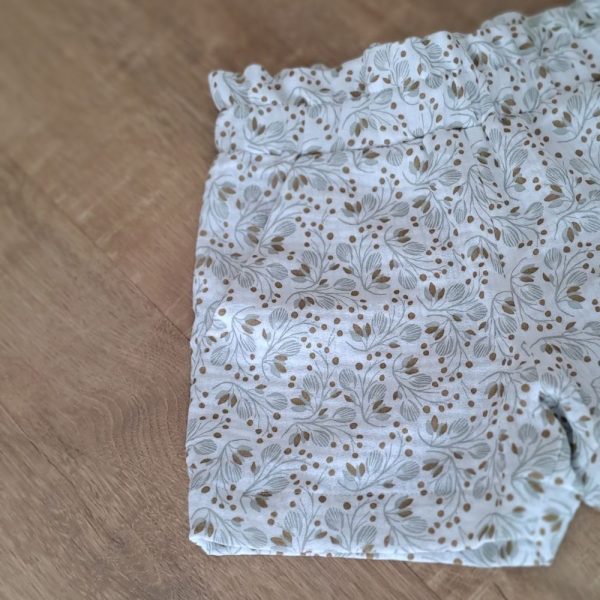 Short bebe fille ceinture froncée avec poches italiennes en double gaze du 3 mois au 6 ans