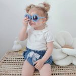 bloomer bebe fille Julia printemps été en double gaze bleu pailleté noeud en dentelle - du 1 mois au 4 ans