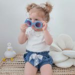 bloomer bebe fille Julia printemps été en double gaze bleu pailleté noeud en dentelle - du 1 mois au 4 ans