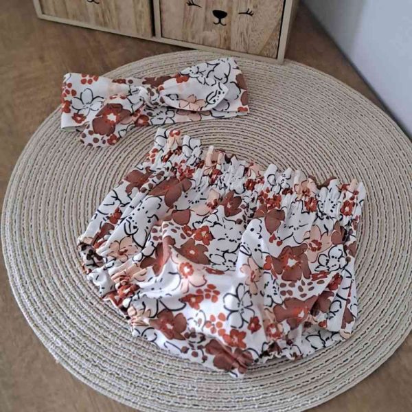 bloomer bebe fille Julia printemps été en coton wild flower + accessoires cheveux (bandeau) - du 1 mois au 4 ans