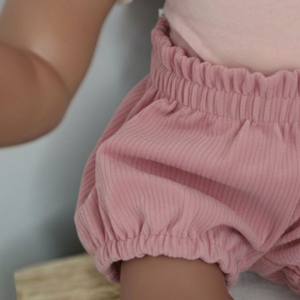 zoom bloomer bebe fille Julia automne hiver en velours grosses côtes vieux rose - du 1 mois au 4 ans