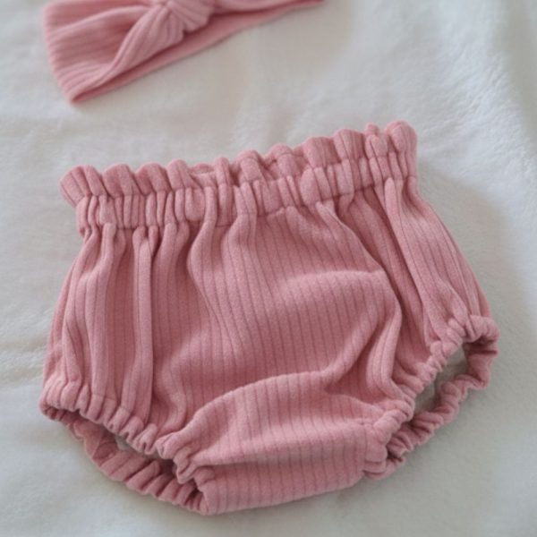 bloomer bebe fille Julia automne hiver en velours grosses côtes vieux rose - du 1 mois au 4 ans