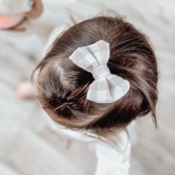 barrette noeud pour cheveux bebe noeud papillon double gaze vichy beige